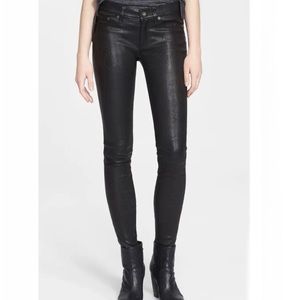 NWT RAG & BONE Lambskin Leather Skinny Black Pants